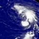 A satellite image of Florence over the Northern Atlantic northeast of Barbados.